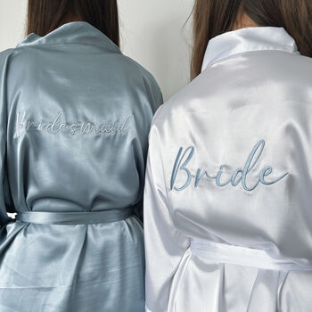 Blue Embroidered Bridesmaid Robes, 2 of 5