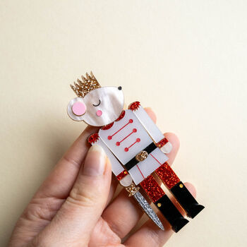 The Mouse King Nutcracker Christmas Brooch, 5 of 9