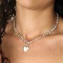 Chunky Figaro Chain And Shell Heart Pendant Necklace, thumbnail 1 of 5