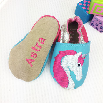Personalised Unicorn Baby Shoes Gift Set, 2 of 8