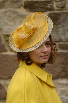 Ivory And Lilac Modern Saucer Hat 'Larisa', 3 of 9