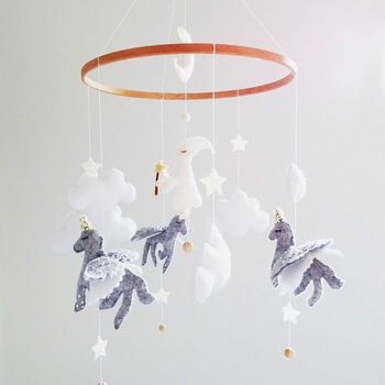 Enchanted Dancers Unicorn And Clouds Nursery Mobile, 2 of 8