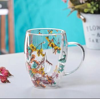 Large Double Wall Coffee Mug With Dried Flowers, 3 of 3