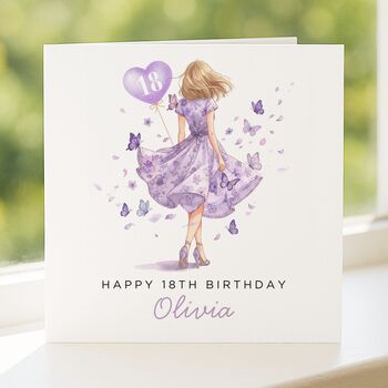 Personalised Lilac 18th Birthday Card For Her, 5 of 8