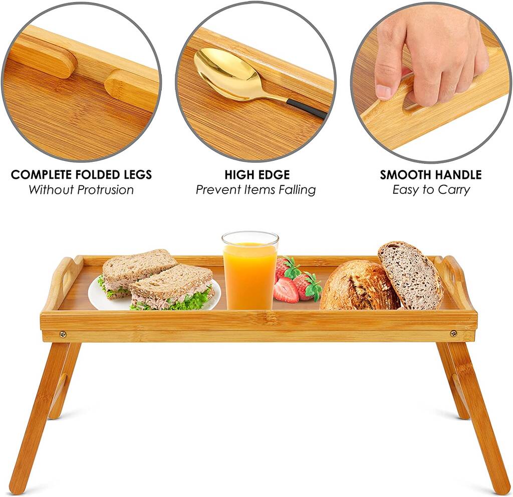 Natural Bamboo Wooden Serving Lap Tray By Momentum