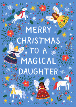 Unicorn Christmas Card For Daughter, 3 of 3