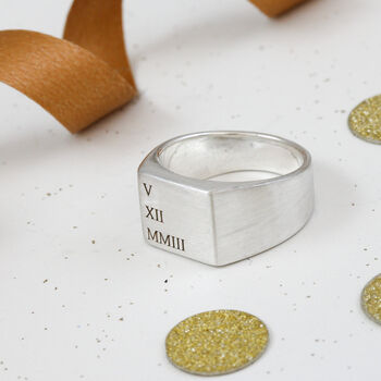 Roman Numerals Silver Signet Ring, 4 of 10