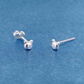 Tiny Bear Sterling Silver Stud Earrings, 2 of 7