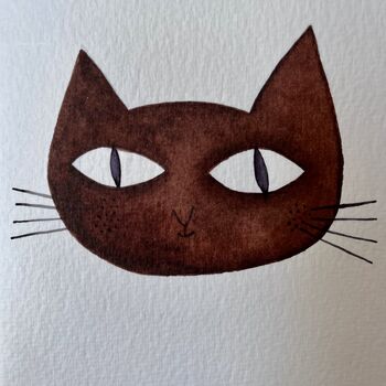 Handmade Watercolour Personalised Cat Painting Card, 10 of 12