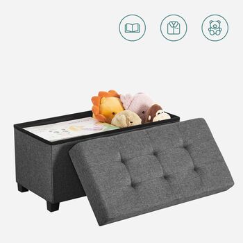 Foldable Storage Ottoman Footrest Bench, 6 of 9