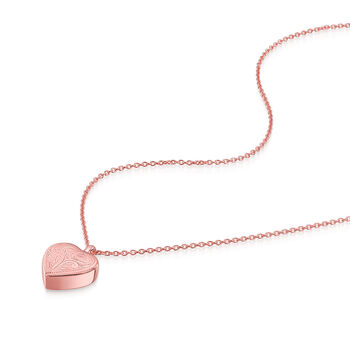 Scroll Heart Urn Necklace 18 K Rose Gold Plated Silver, 5 of 5