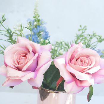 Faux Vintage Rose Bouquet In Rose Gold Vase, 8 of 8