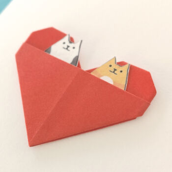 Personalised Cat Birthday Origami Heart Card, 6 of 10