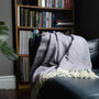Luxury 100% Shetland Wool Herringbone Blanket Lilac, thumbnail 2 of 2