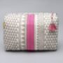 Sankari Stripe Pattern Cotton Washbag In Grey / Pink, thumbnail 1 of 12