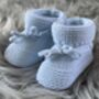 Light Blue Knitted Baby Booties, thumbnail 4 of 7