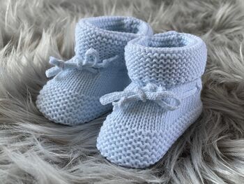 Light Blue Knitted Baby Booties, 4 of 7