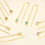 Personalised Gold Vermeil Birthstone Threader Earrings, thumbnail 2 of 6