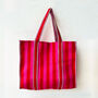Tote Bag Quilted Cotton Print Pink Stripe Beach Bag, thumbnail 6 of 6