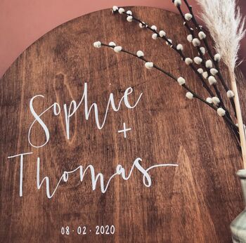 Circle Wooden Wedding Welcome Sign, 3 of 3