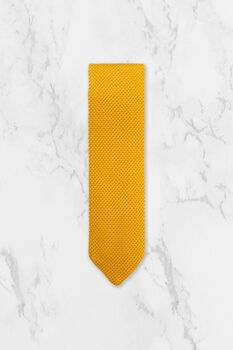 Wedding Handmade 100% Polyester Knitted Tie In Yellow, 3 of 8