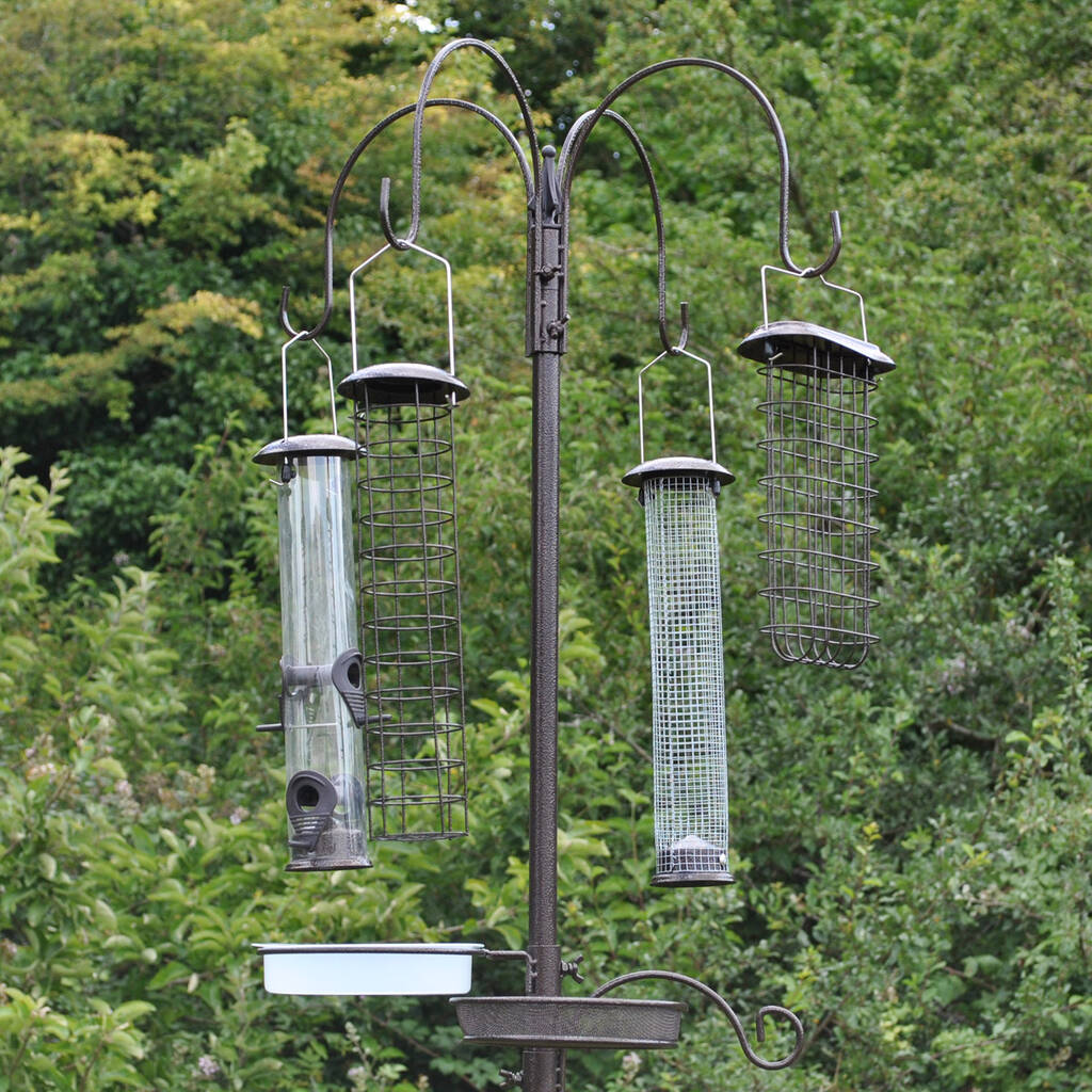 Complete Bird Feeding Station With Four Large Feeders By Garden