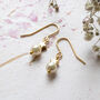Pearl And Gold Plated Star Drop Earrings, thumbnail 3 of 6