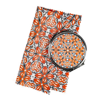 Orange Fox Flower Compact Mirror And Lens Cloth, 8 of 12