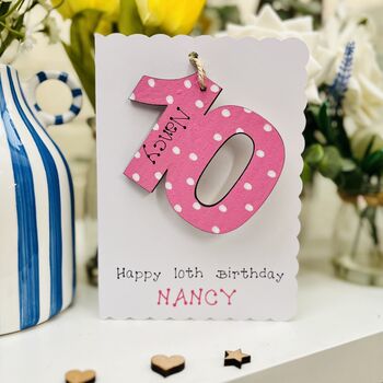 Personalised 10th Birthday Card Wooden Number Gift, 2 of 2