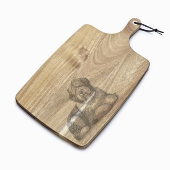 Personalised Old English Sheepdog Engraved Acacia Serving Board, 2 of 6