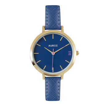 Montmartre Navy Blue And Pink Leather Ladies Watch, 4 of 8