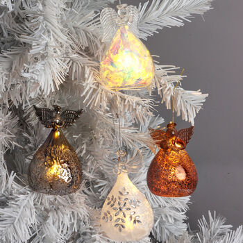 G Decor Celestia Glass Light Up Angel Ornament – Snowflake Frost, Frosted Pearl, Golden Glow And Silver Sparkle Designs, 2 of 7