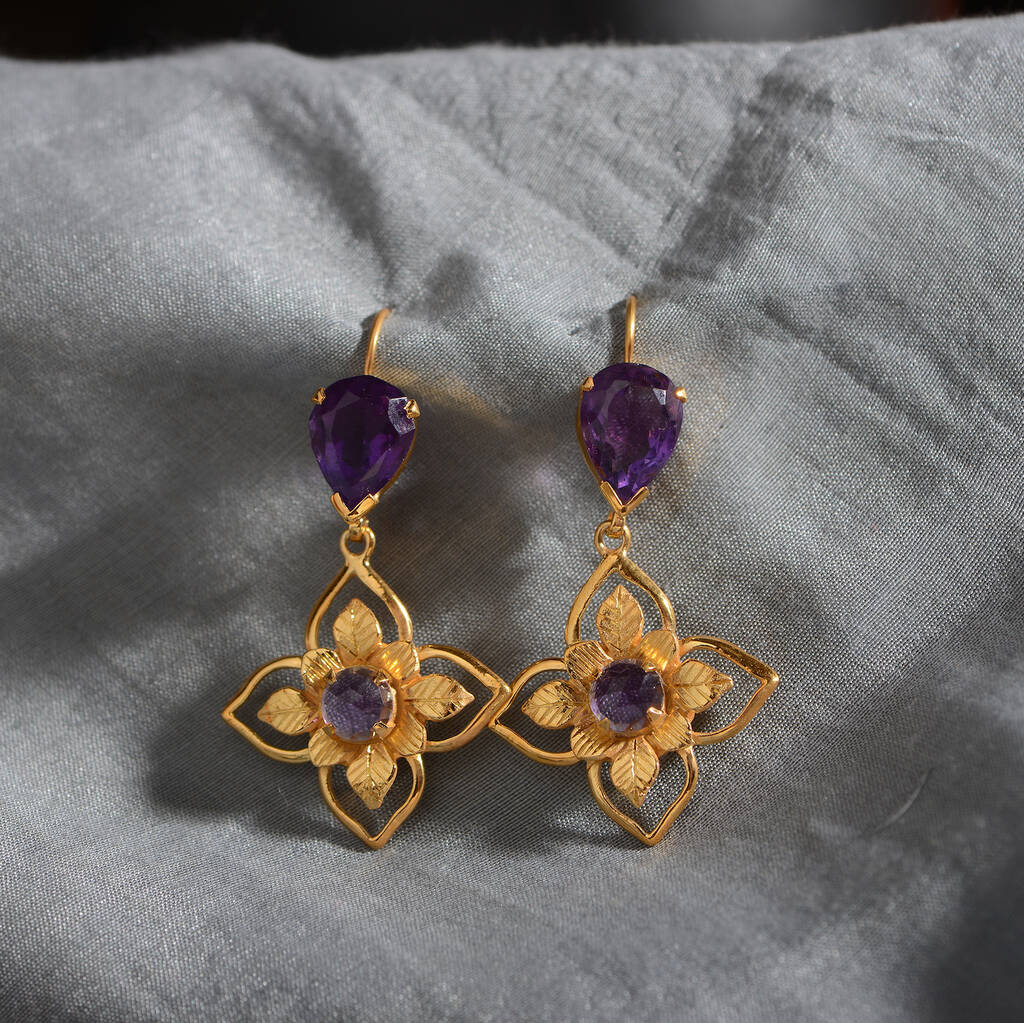 Amethyst Gold Vermeil Drop Earrings By Emma Chapman Jewels