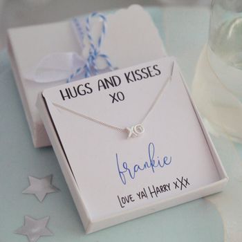 Sterling Silver Hugs And Kisses X O Necklace, 3 of 7
