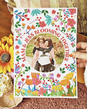 Mum And Me Personalised Floral Photo Print, 2 of 3
