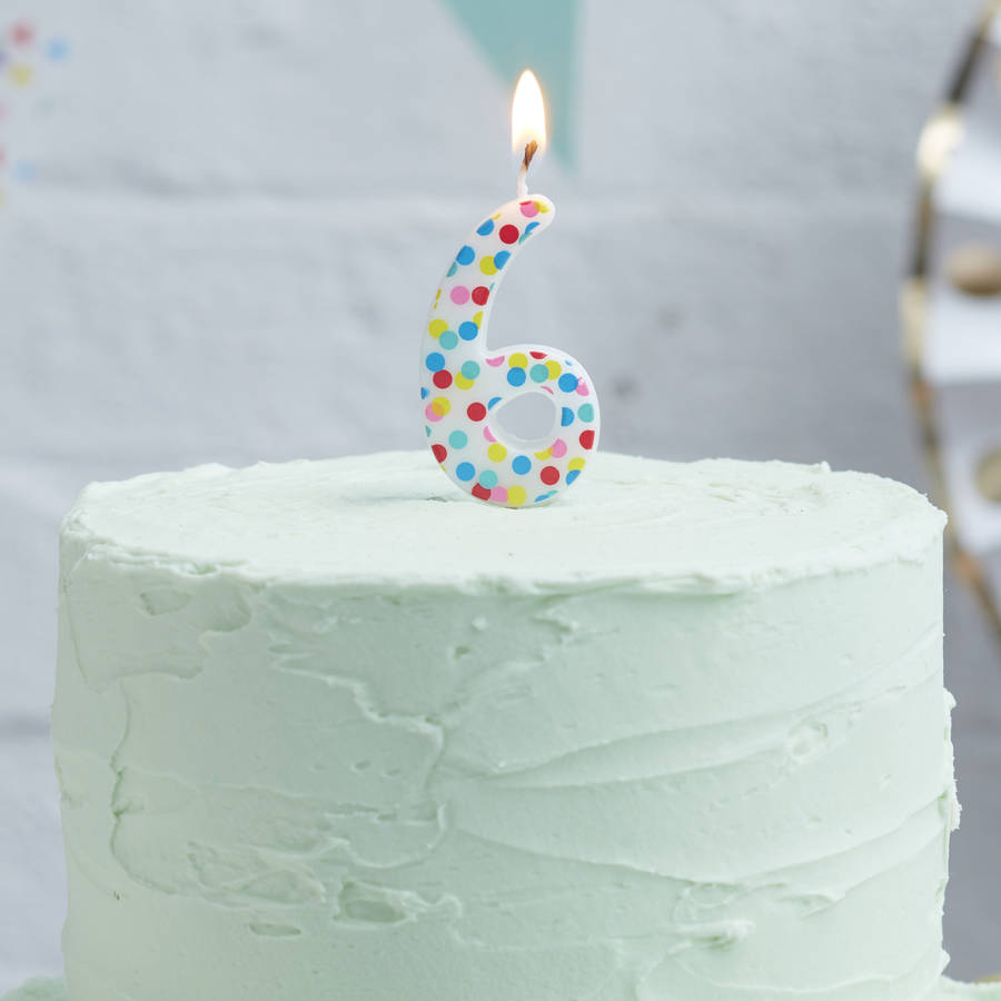 Polka Dot Candle Number Six Birthday Cake Candle By Ginger Ray 3733