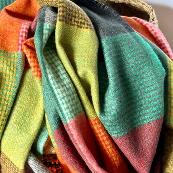 Soft Colour Block Check Scarf In Autumn Colours, 4 of 5