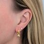 The Orb Clear Quartz April Birthstone Earrings, Gold Plated, thumbnail 3 of 5