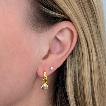 The Orb Clear Quartz April Birthstone Earrings, Gold Plated, 3 of 5