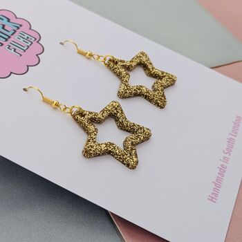 Small Star Glitter Resin Earrings, 10 of 12