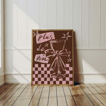 Plus De Vin Pink And Brown Wine Print, 4 of 4