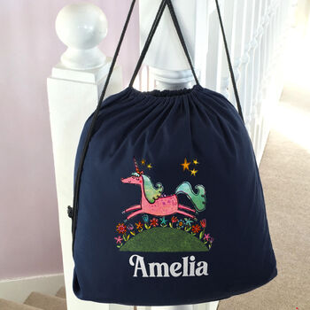 Personalised Unicorn Drawstring Pe Kit Bag, 5 of 5