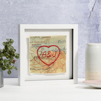 Personalised Embroidered Heart Map Picture, 2 of 6