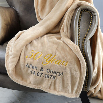 Personalised Golden Anniversary 50 Years Married Blanket, 6 of 8