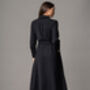 Luciana Black Crepe Classic Midi Shirt Dress, thumbnail 2 of 4