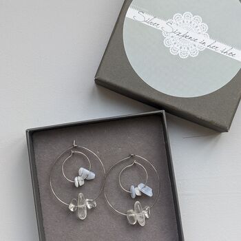 Double Set Of Hoop Earrings With Crystal Chips, 4 of 5