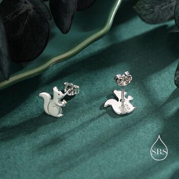 Cute Squirrel Stud Earrings In Sterling Silver, 2 of 12