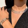 Sterling Silver Chunky Three Bar Hinged Cuff Bangle, thumbnail 7 of 8