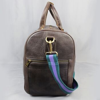 'Watkins' Men's Leather Travel Bag In Chestnut, 8 of 12