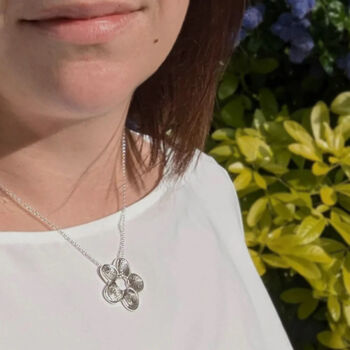 Silver Personalised Fingerprint Flower Necklace, 3 of 9